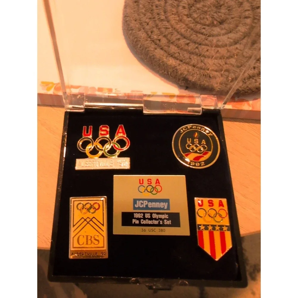 1992  Albertville JCPenny US Olympic‎ Pin Collector Set in Case - Lot of 5 Pins